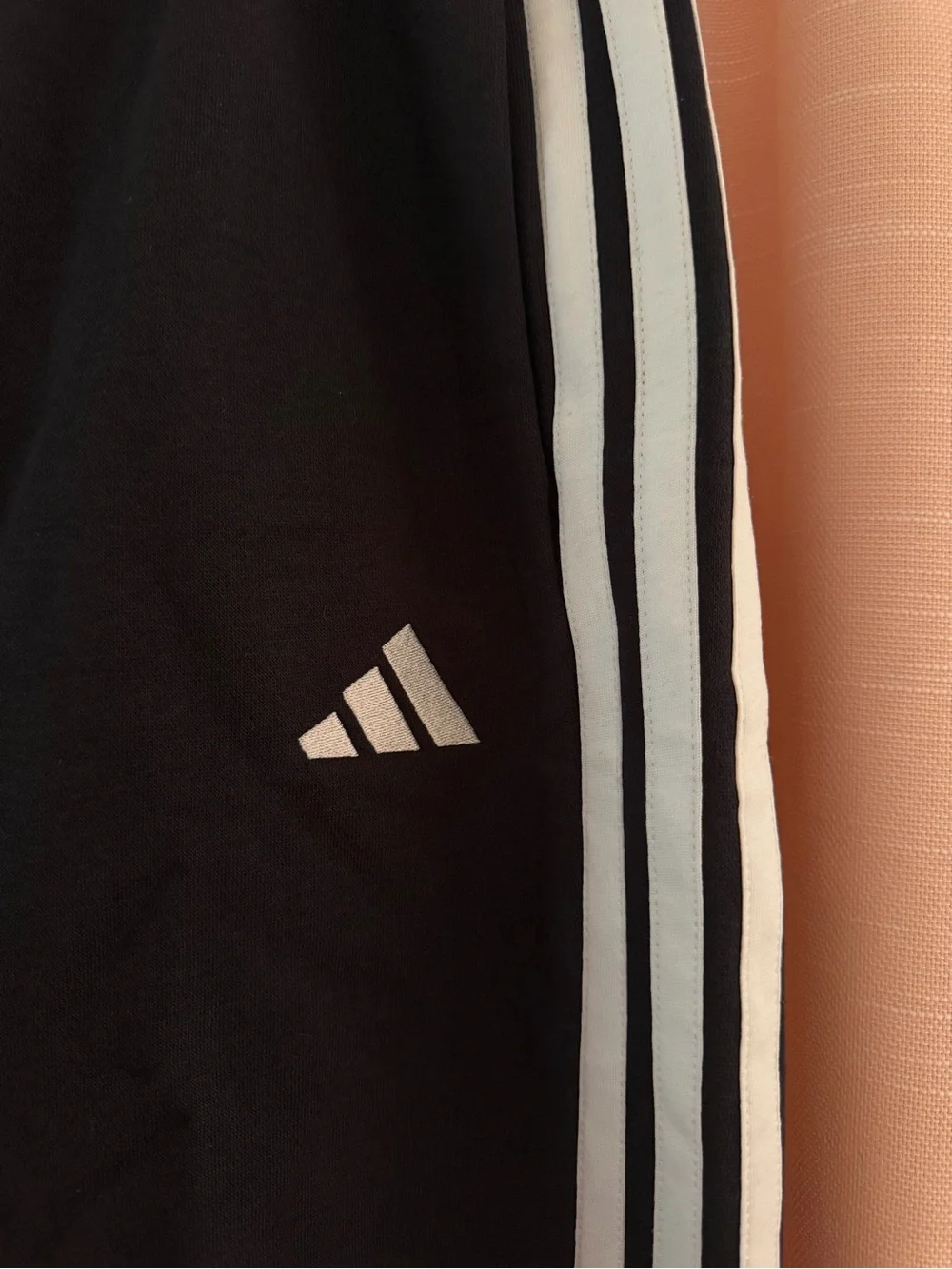 Black Track Pants with White Side Stripes